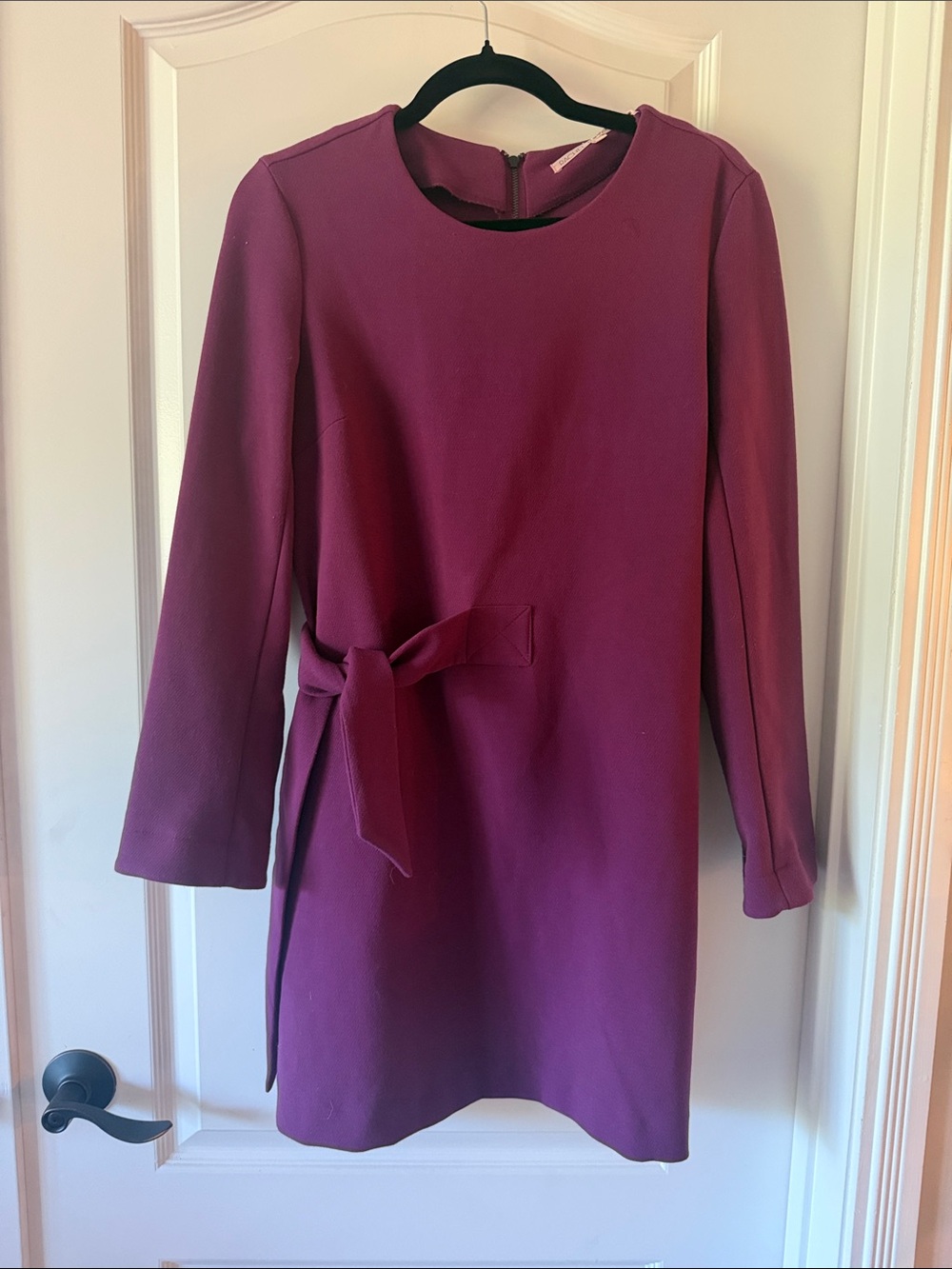 RACHEL Rachel Roy Plum Long-Sleeve Tie-Waist Shift Dress